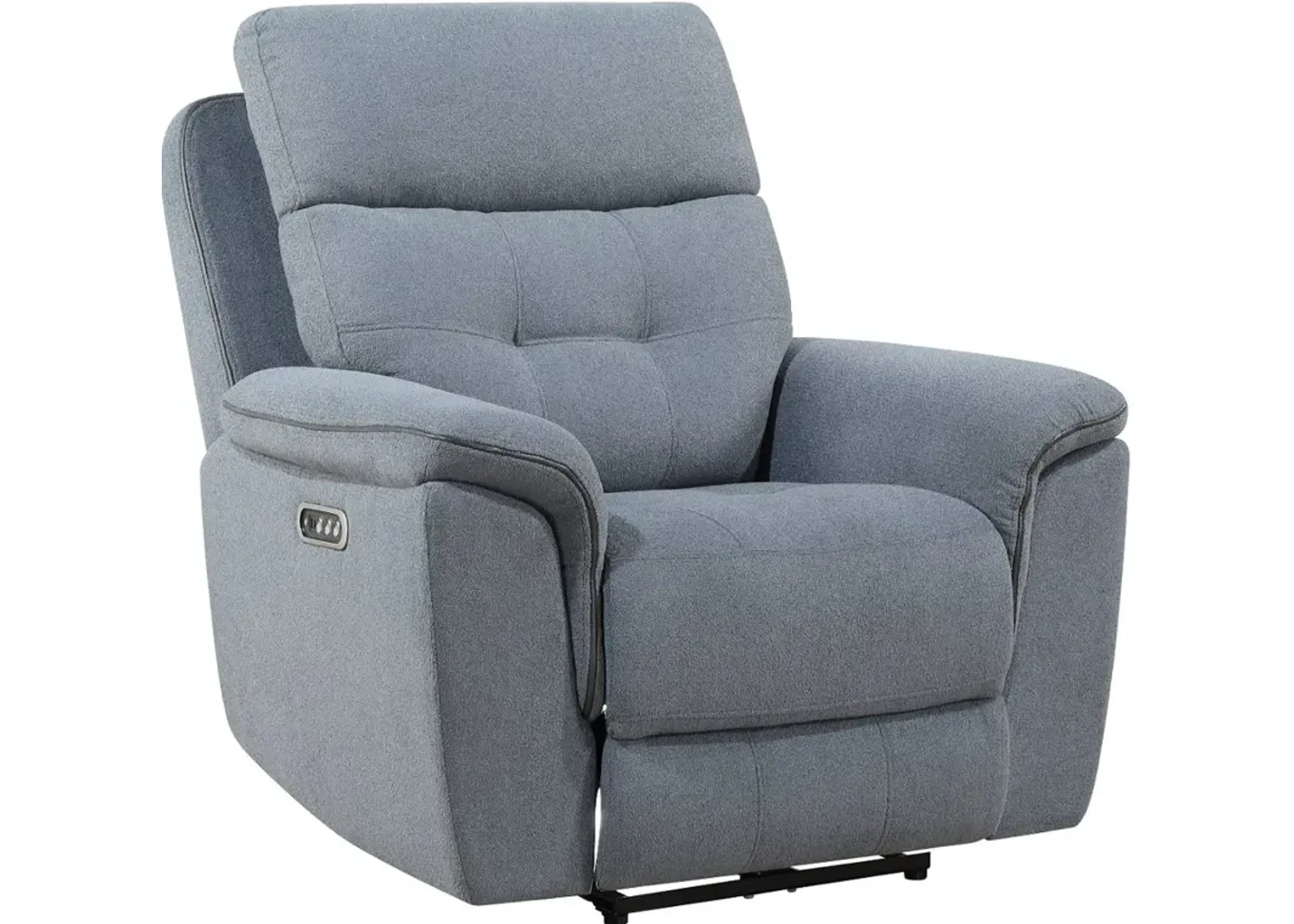 Spencer Storm Blue Power Recliner with Power Headrest and Lumbar