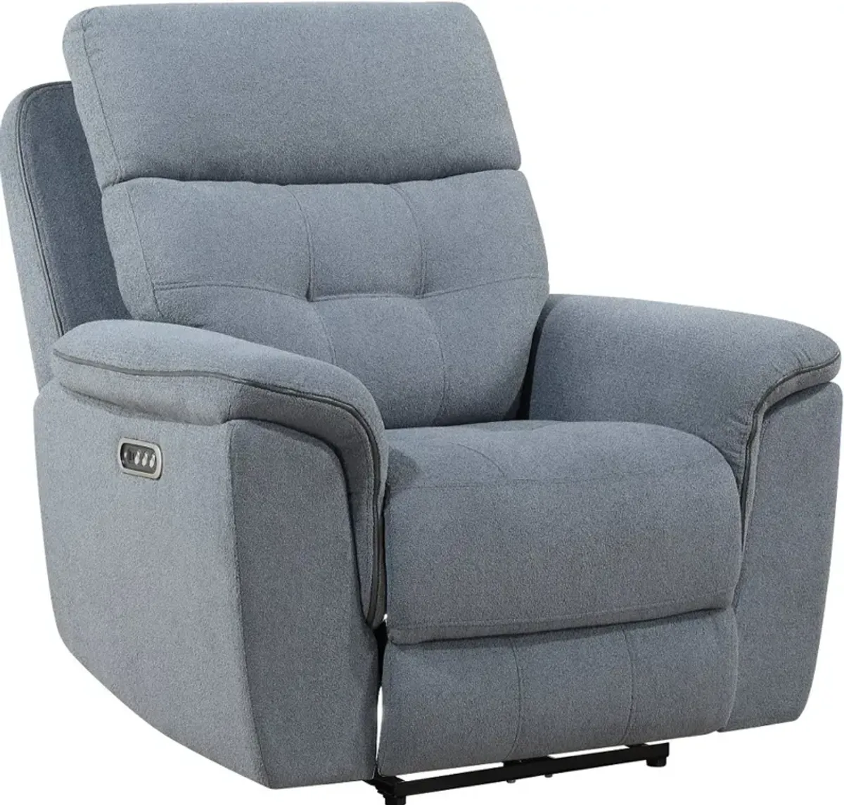 Spencer Storm Blue Power Recliner with Power Headrest and Lumbar