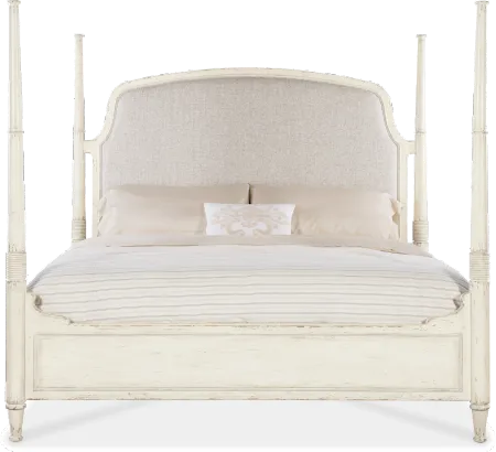 Americana Cream White King Poster Bed