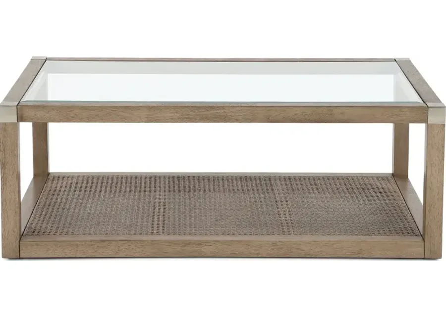 Calum Driftwood Glass and Cane Coffee Table