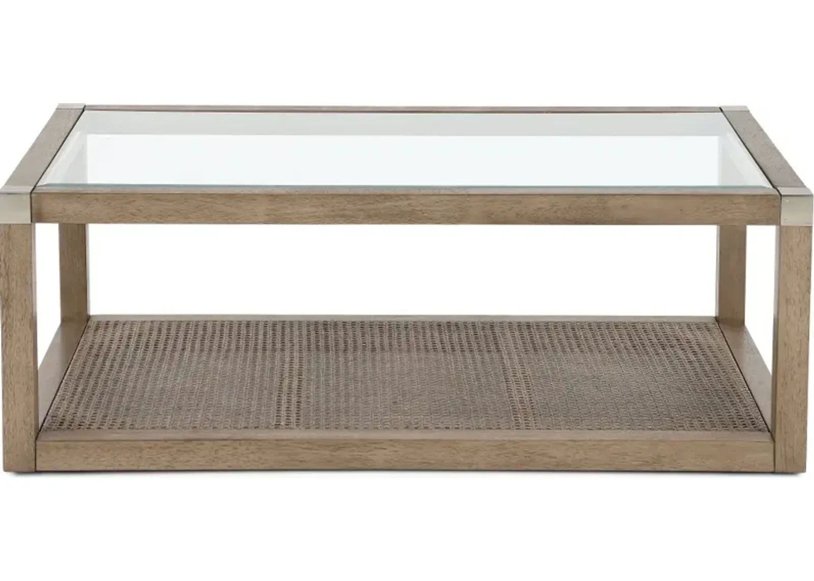 Calum Driftwood Glass and Cane Coffee Table