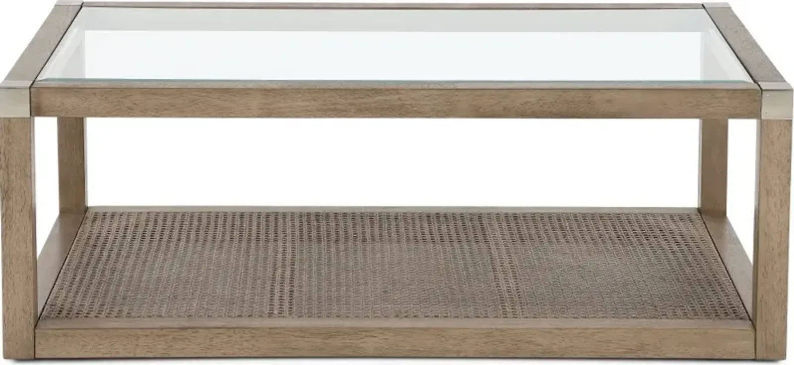 Calum Driftwood Glass and Cane Coffee Table