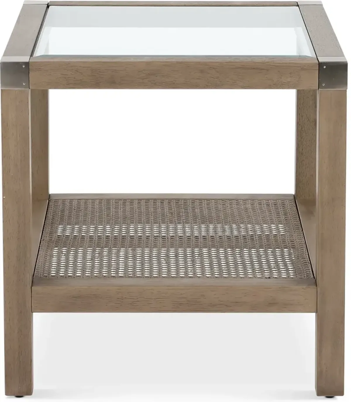 Calum Driftwood Glass and Cane End Table