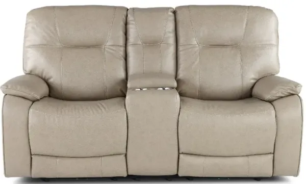 Axel Beige Power Reclining Loveseat with Console