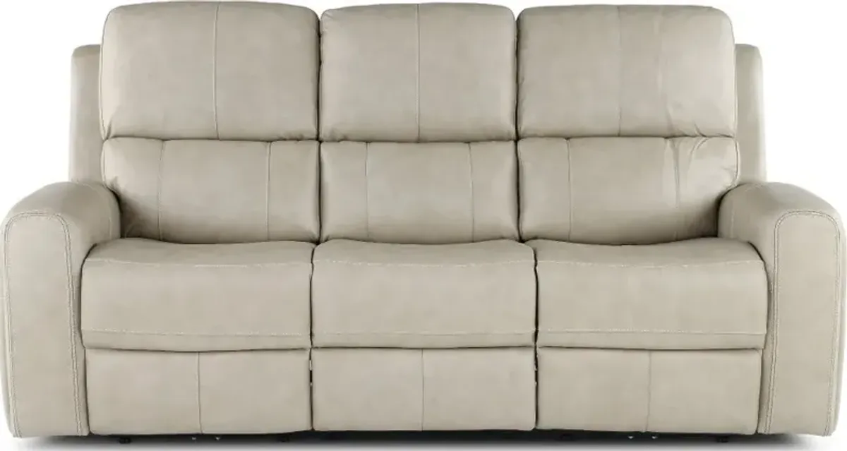 Linden Taupe Power Reclining Sofa with Power Headrests and Lumbar