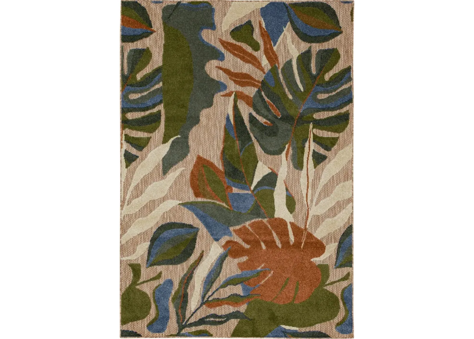 Cabana 6 x 9 North Shore Botanical Multicolor Indoor-Outdoor Patio Rug