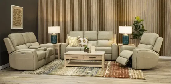 Linden Beige Power Recliner with Power Headrest