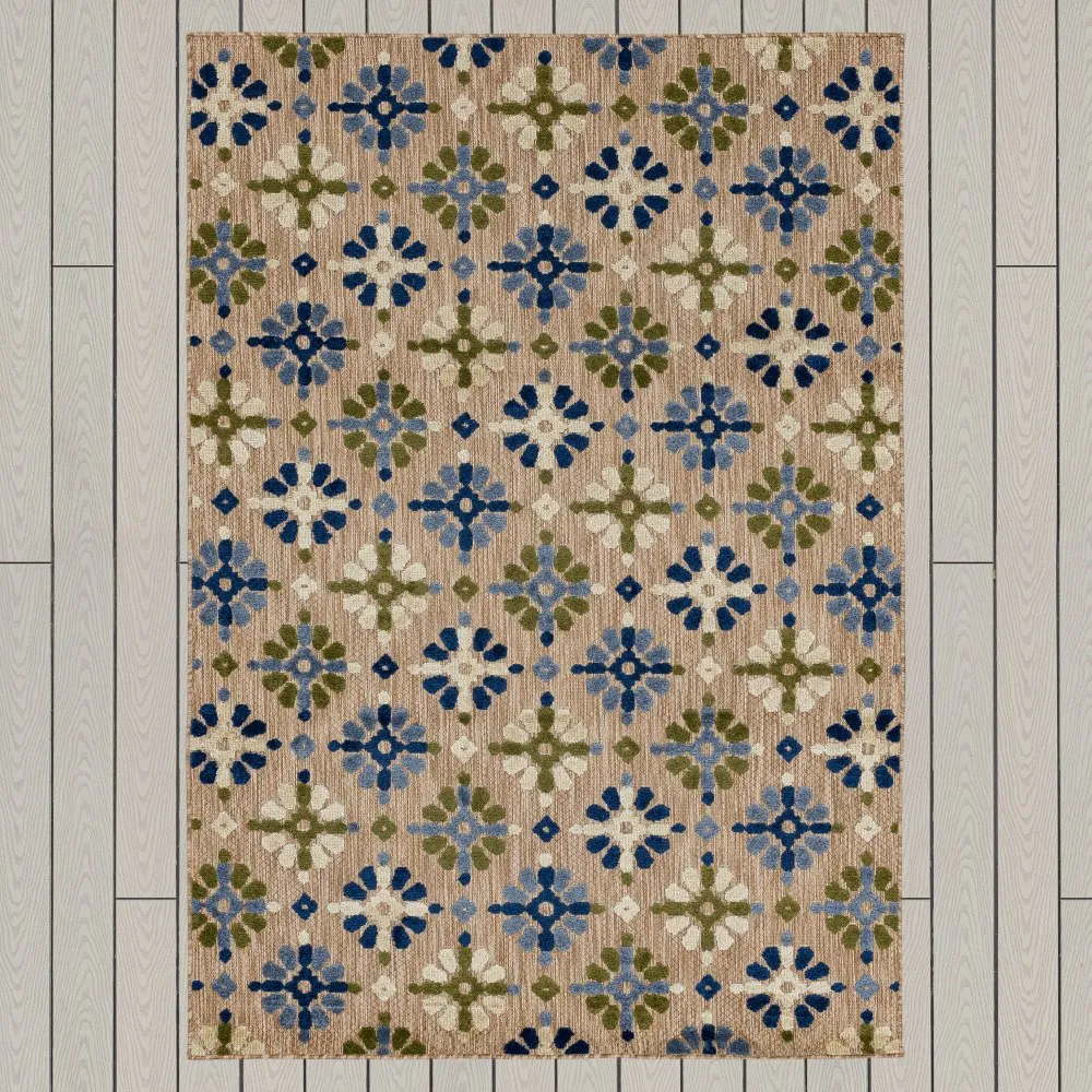 Cabana 6 x 9 Coco Beach Multicolor Indoor-Outdoor Patio Rug