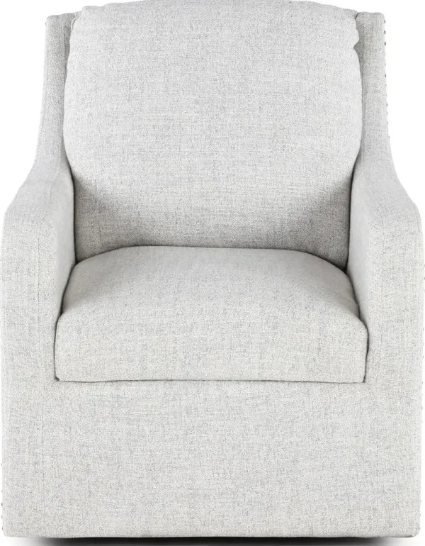 Anna Gray and White Swivel Accent Chair