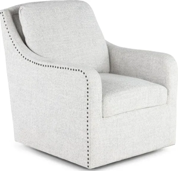 Anna Gray and White Swivel Accent Chair