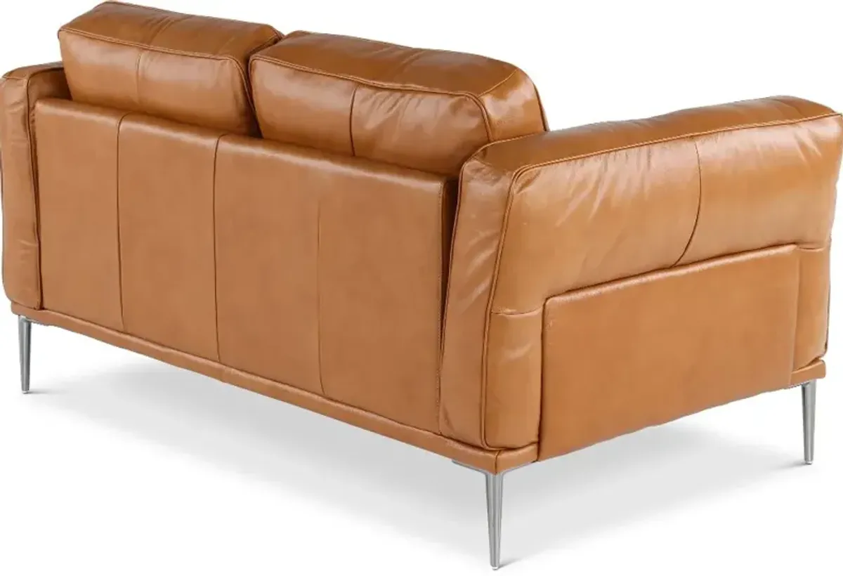 Oasis Tan Leather Loveseat