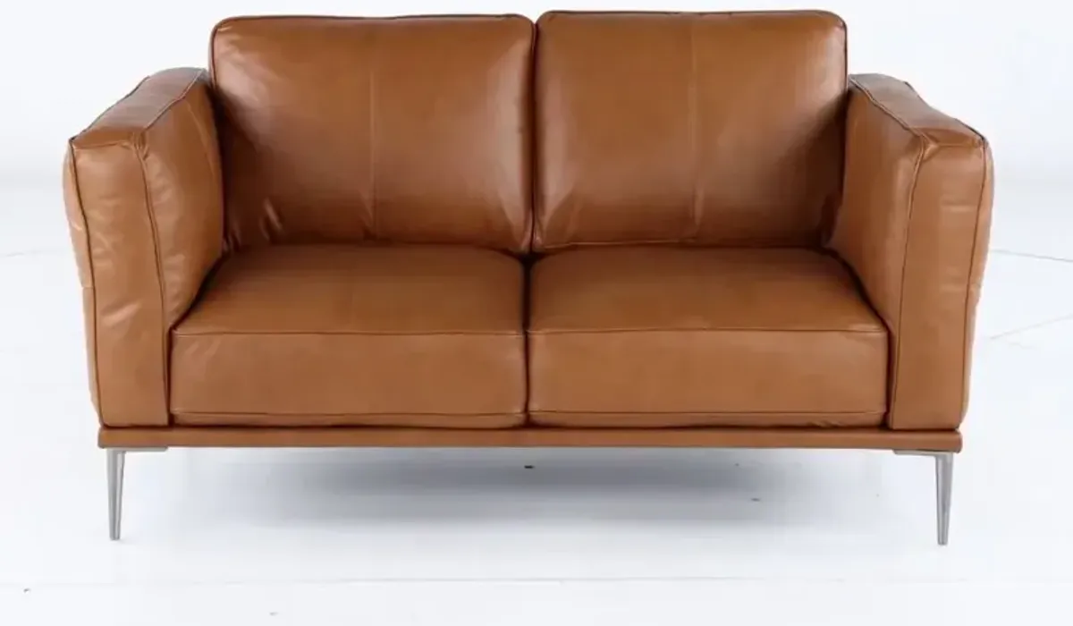 Oasis Tan Leather Loveseat