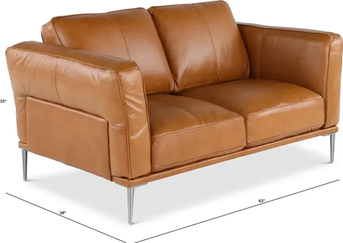 Oasis Tan Leather Loveseat