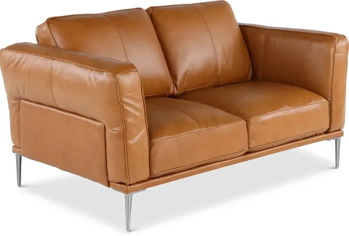 Oasis Tan Leather Loveseat