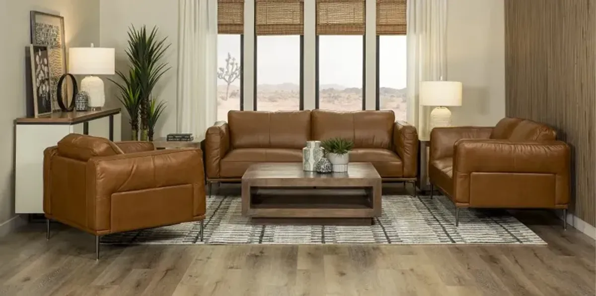 Oasis Tan Leather Loveseat