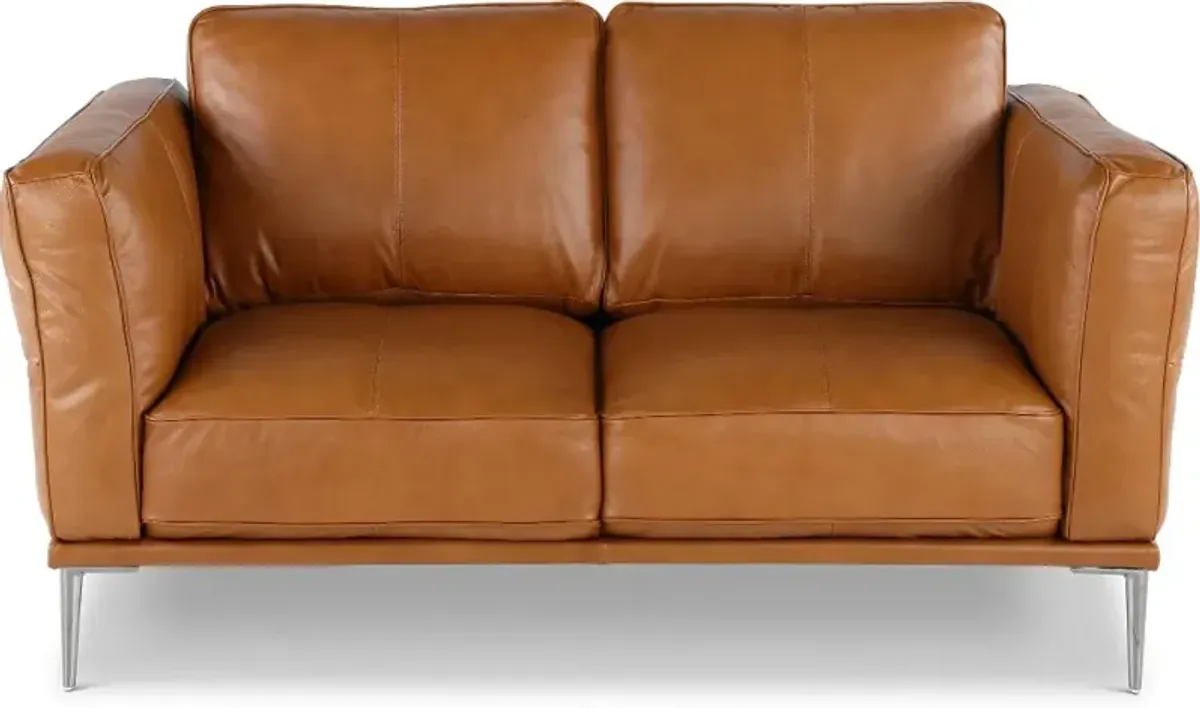 Oasis Tan Leather Loveseat