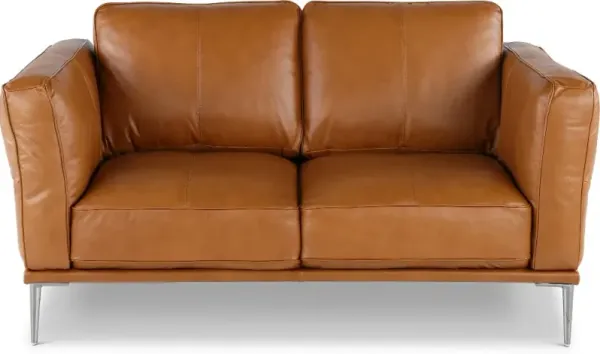 Oasis Tan Leather Loveseat