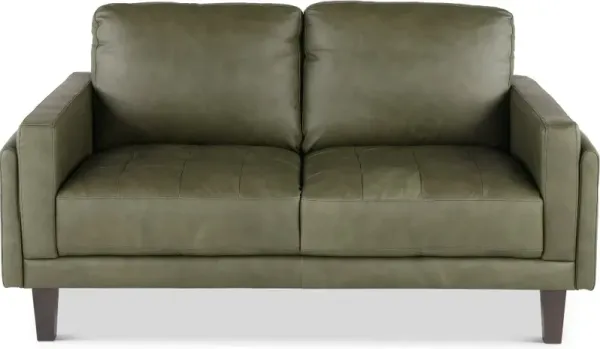 Guernsey Green Leather Loveseat