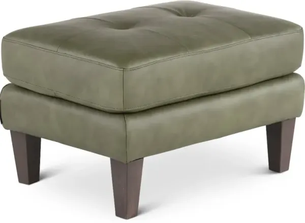 Guernsey Green Leather Ottoman