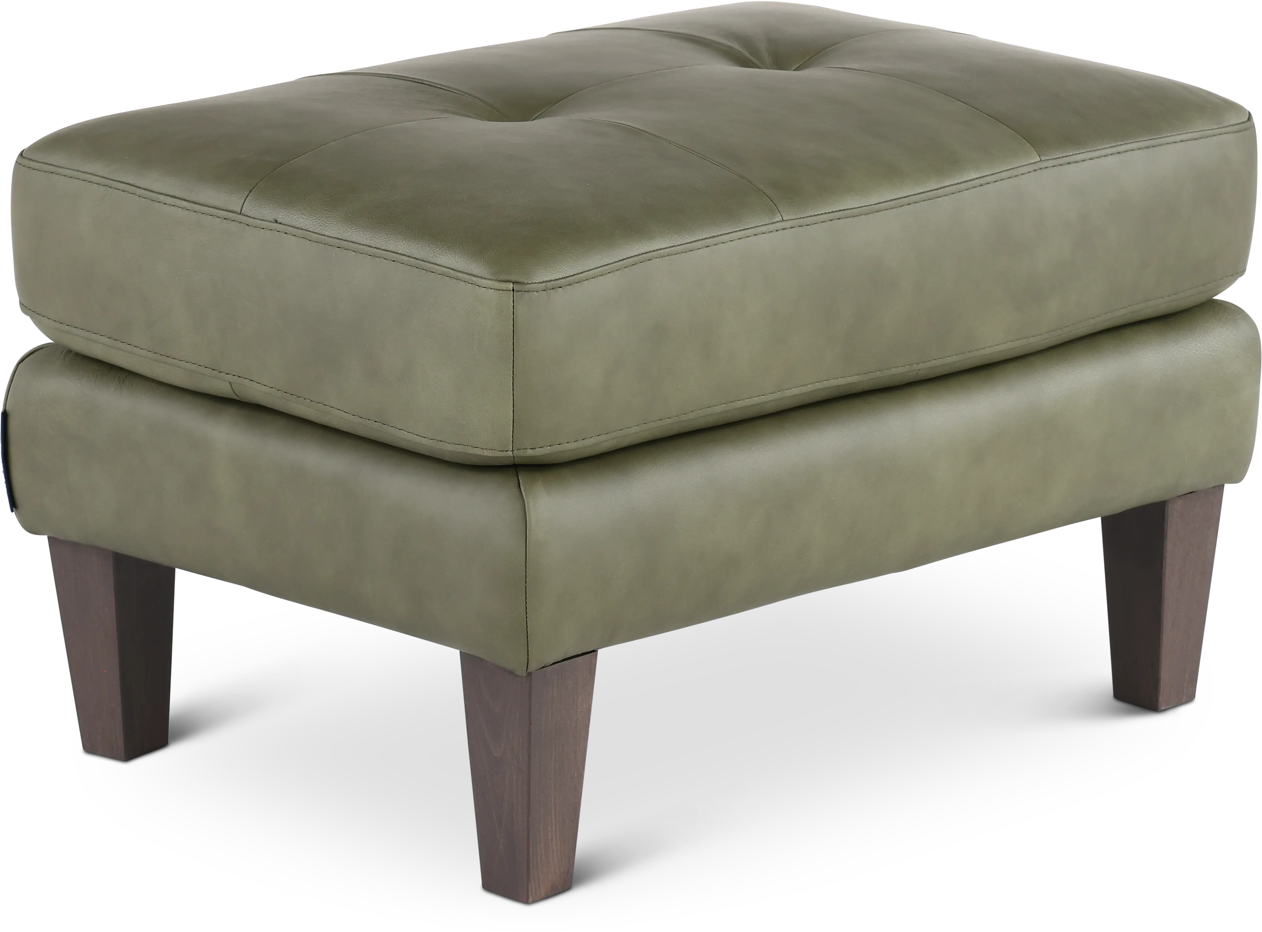 Guernsey Green Leather Ottoman