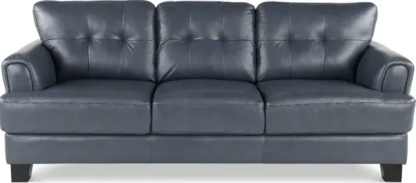 Manhattan Blue Leather Sofa