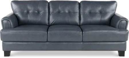 Manhattan Blue Leather Sofa