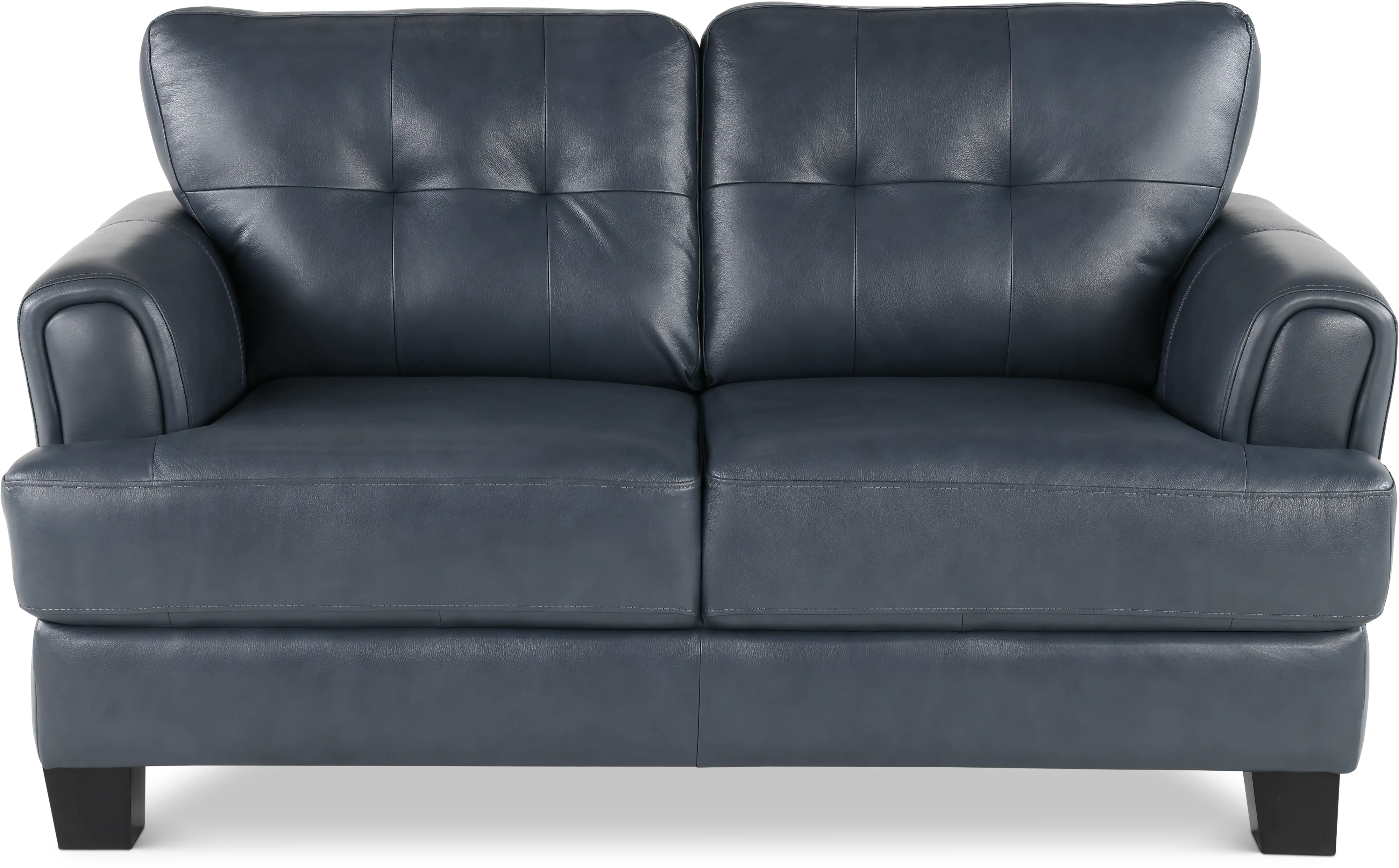 Manhattan Blue Leather Loveseat