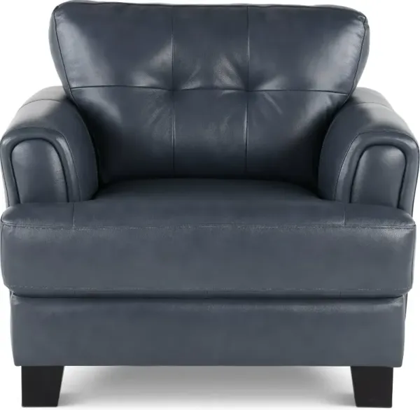 Manhattan Blue Leather Chair