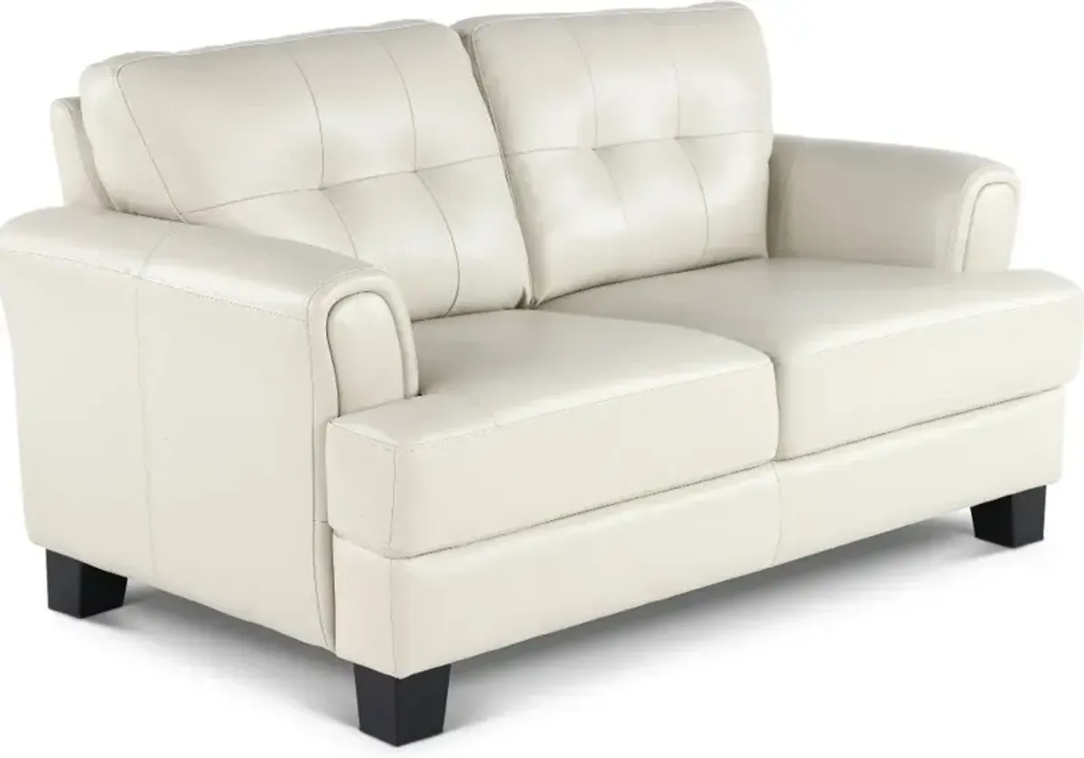 Manhattan Off White Leather Loveseat