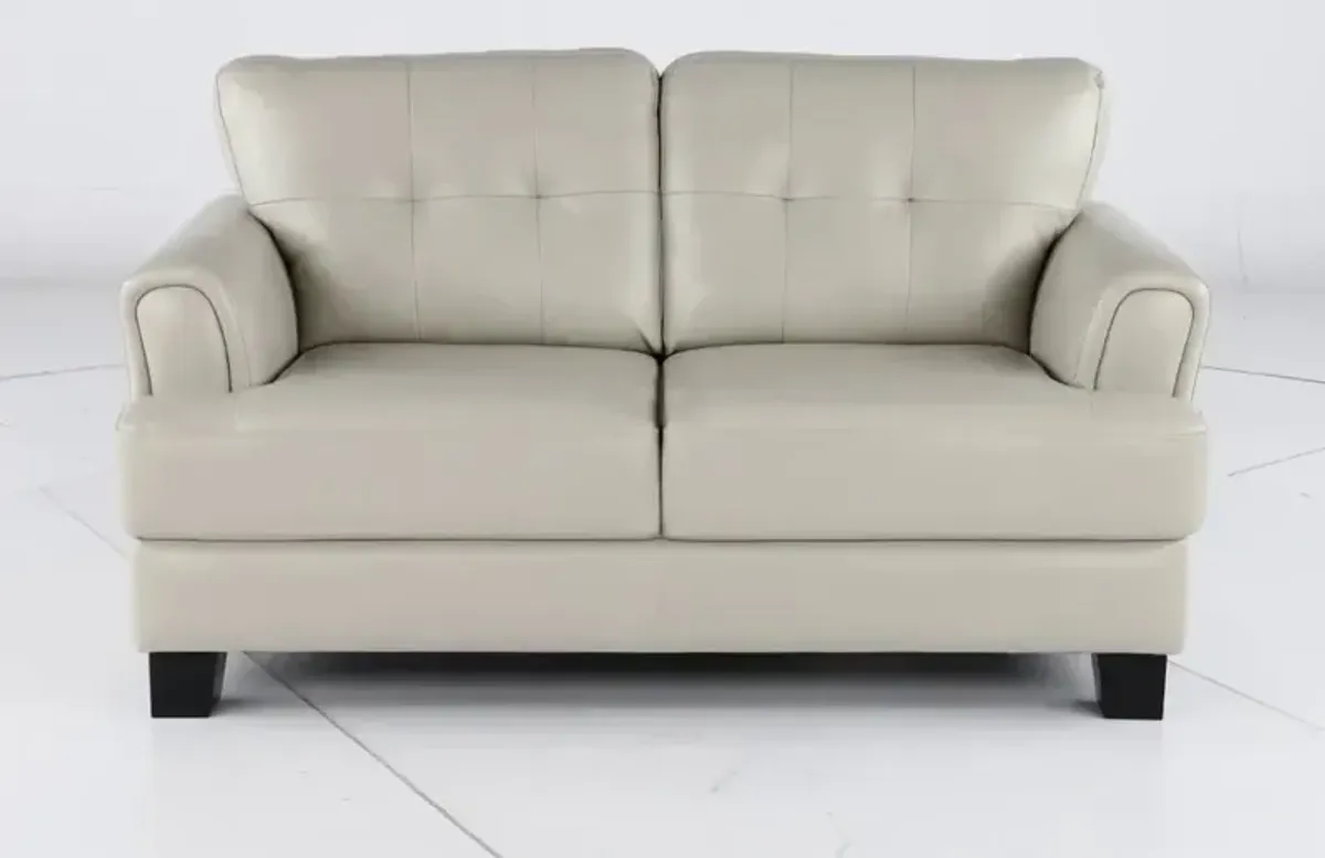 Manhattan Off White Leather Loveseat