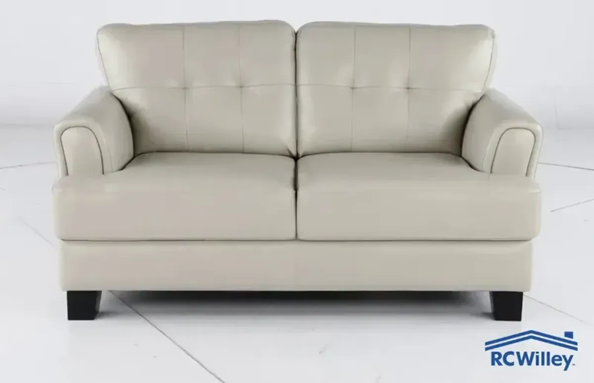 Manhattan Off White Leather Loveseat