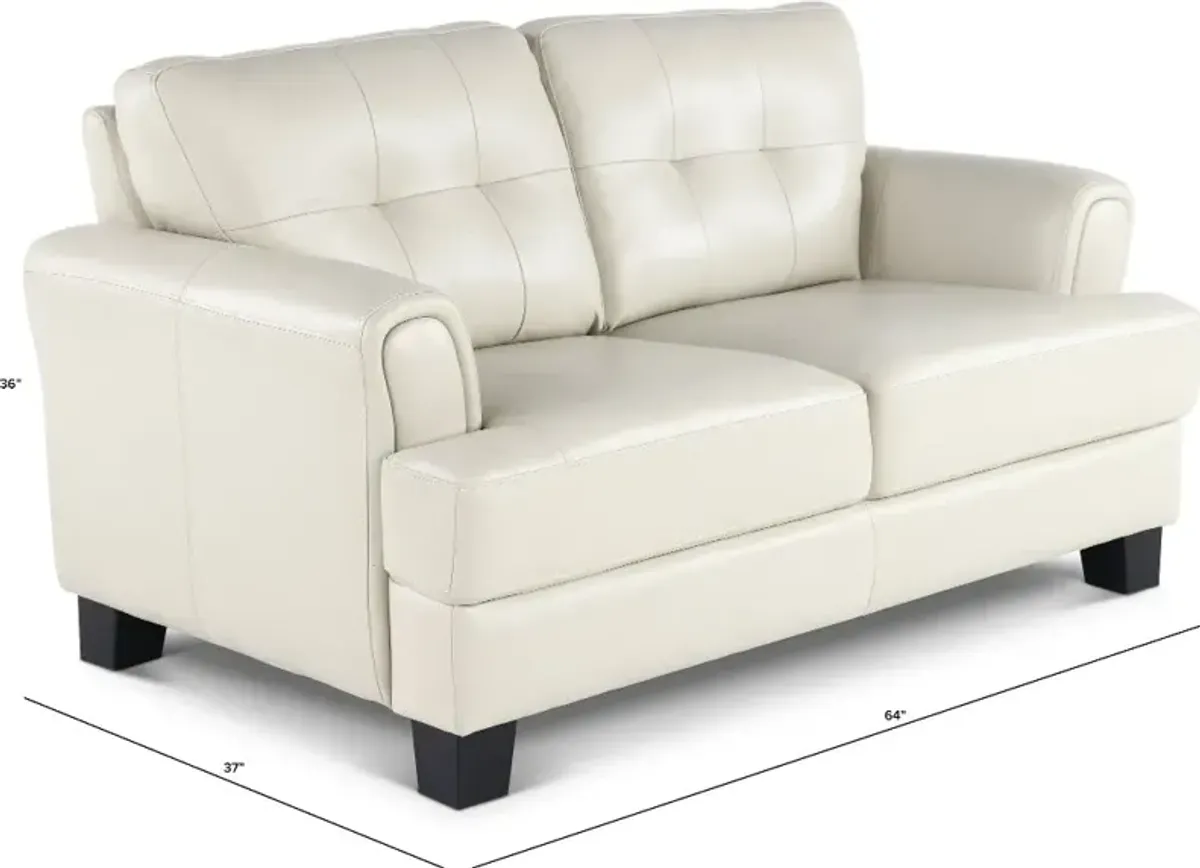 Manhattan Off White Leather Loveseat