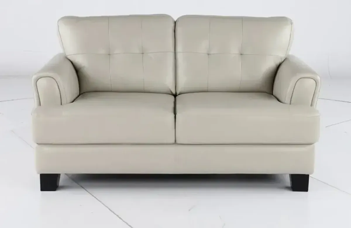 Manhattan Off White Leather Loveseat