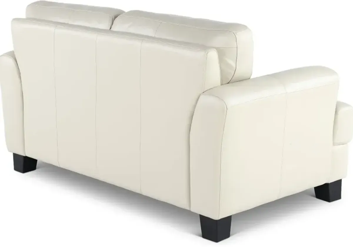 Manhattan Off White Leather Loveseat