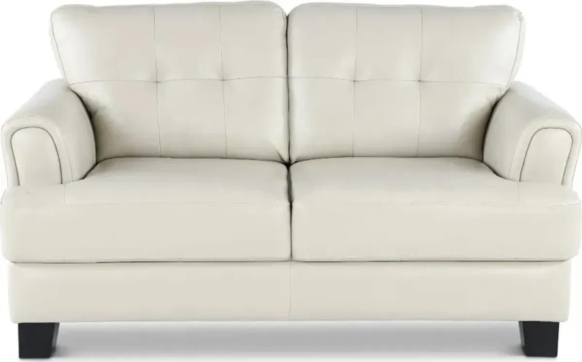 Manhattan Off White Leather Loveseat