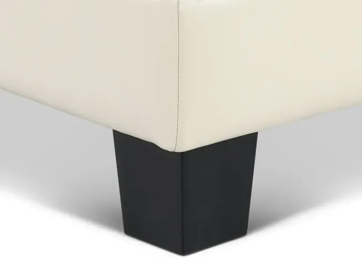 Manhattan Off White Leather Ottoman