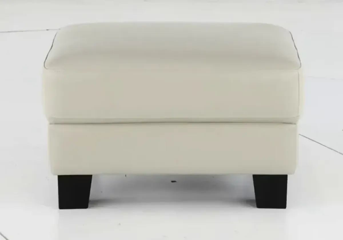 Manhattan Off White Leather Ottoman