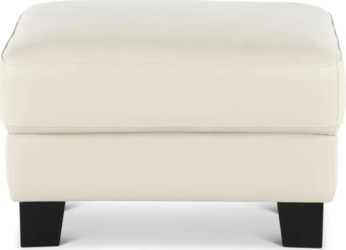 Manhattan Off White Leather Ottoman