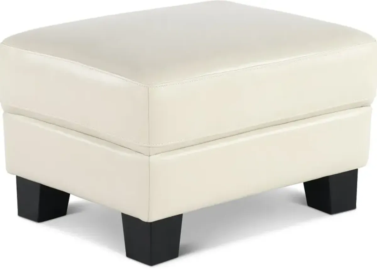 Manhattan Off White Leather Ottoman