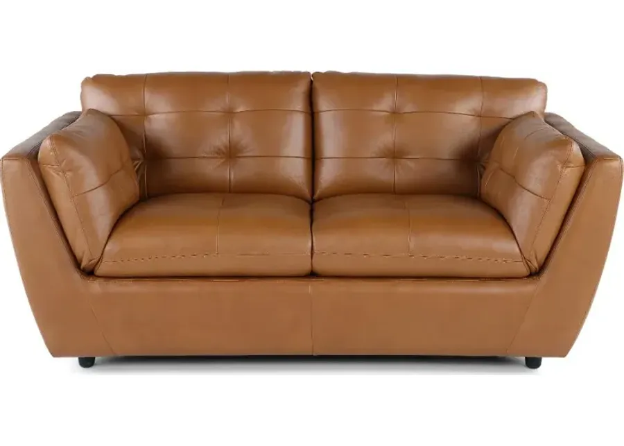 Tiffany Brown Leather Loveseat