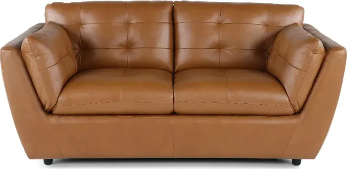 Tiffany Brown Leather Loveseat