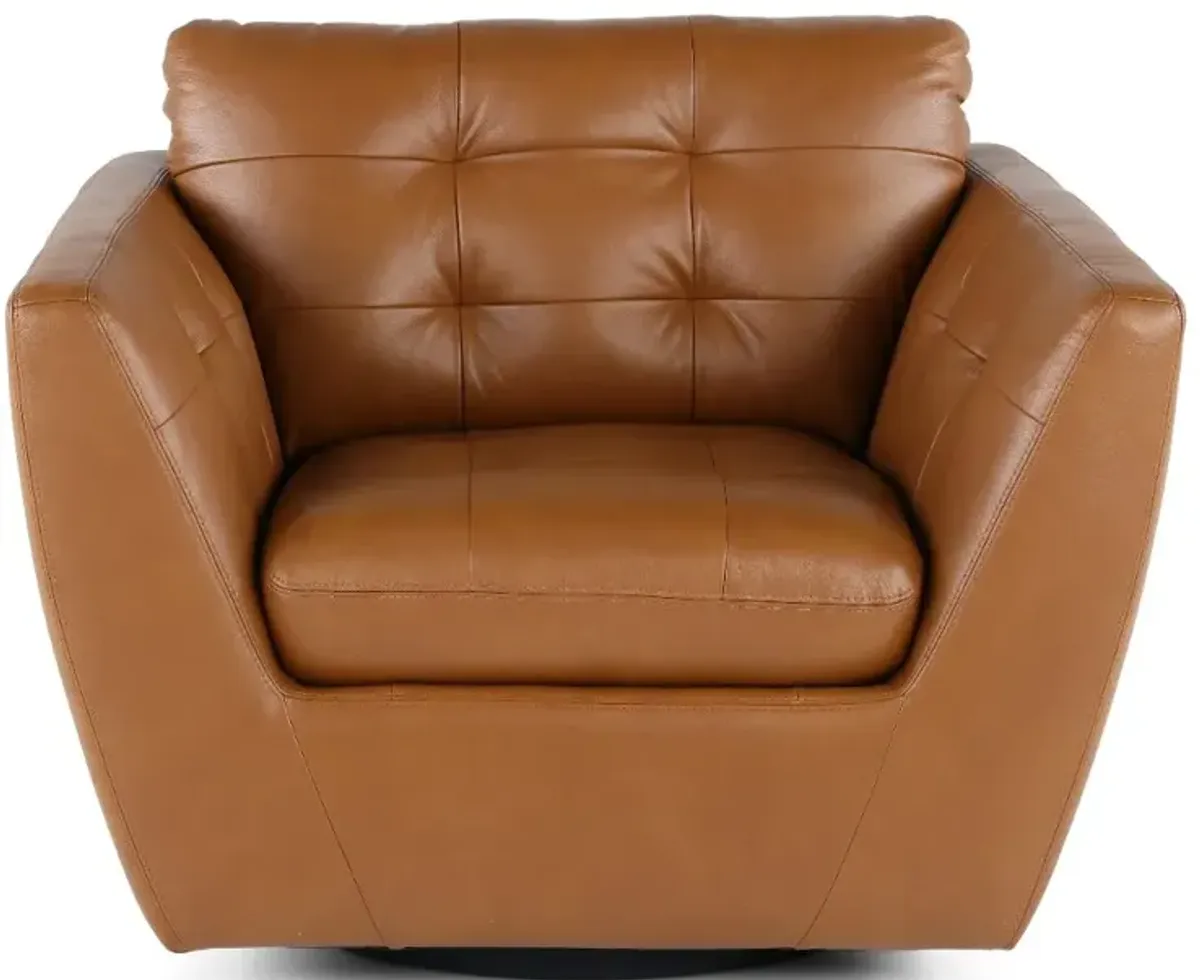 Tiffany Brown Leather Swivel Chair