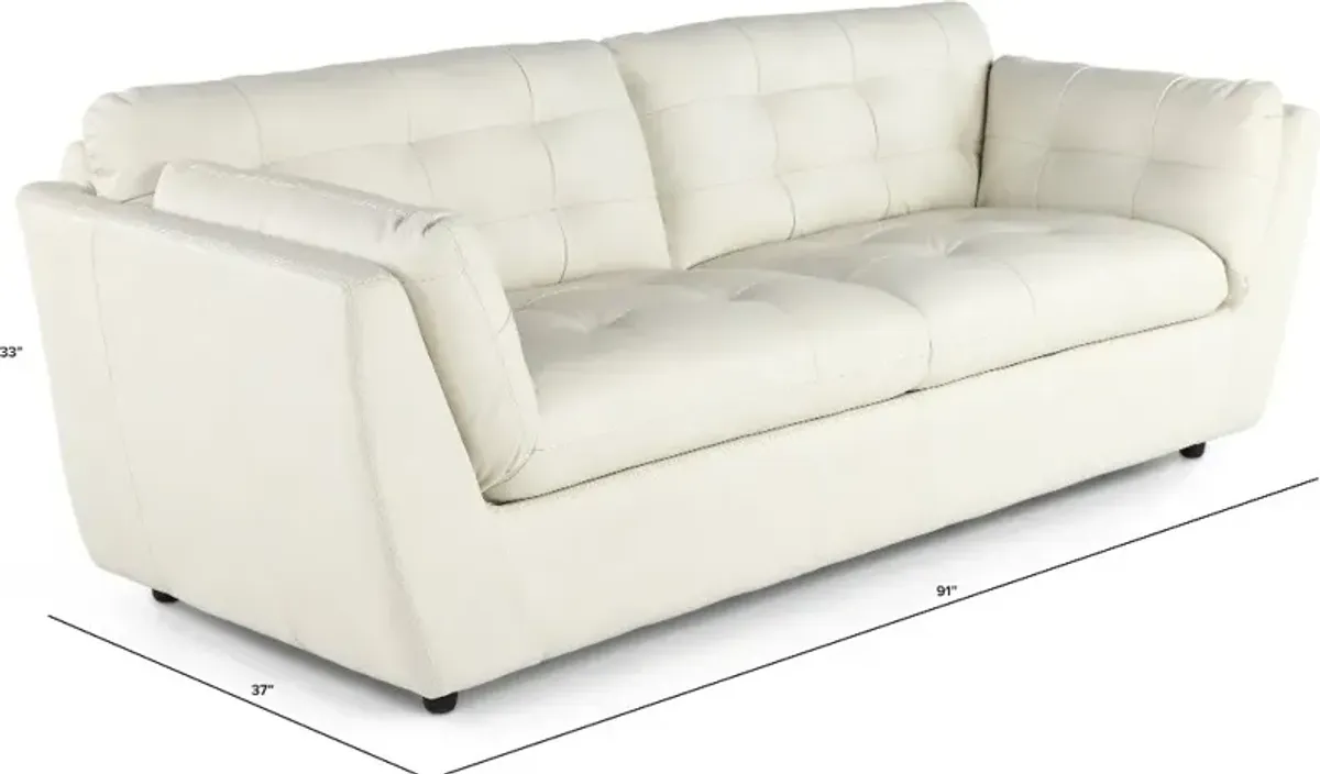 Tiffany White Leather Sofa