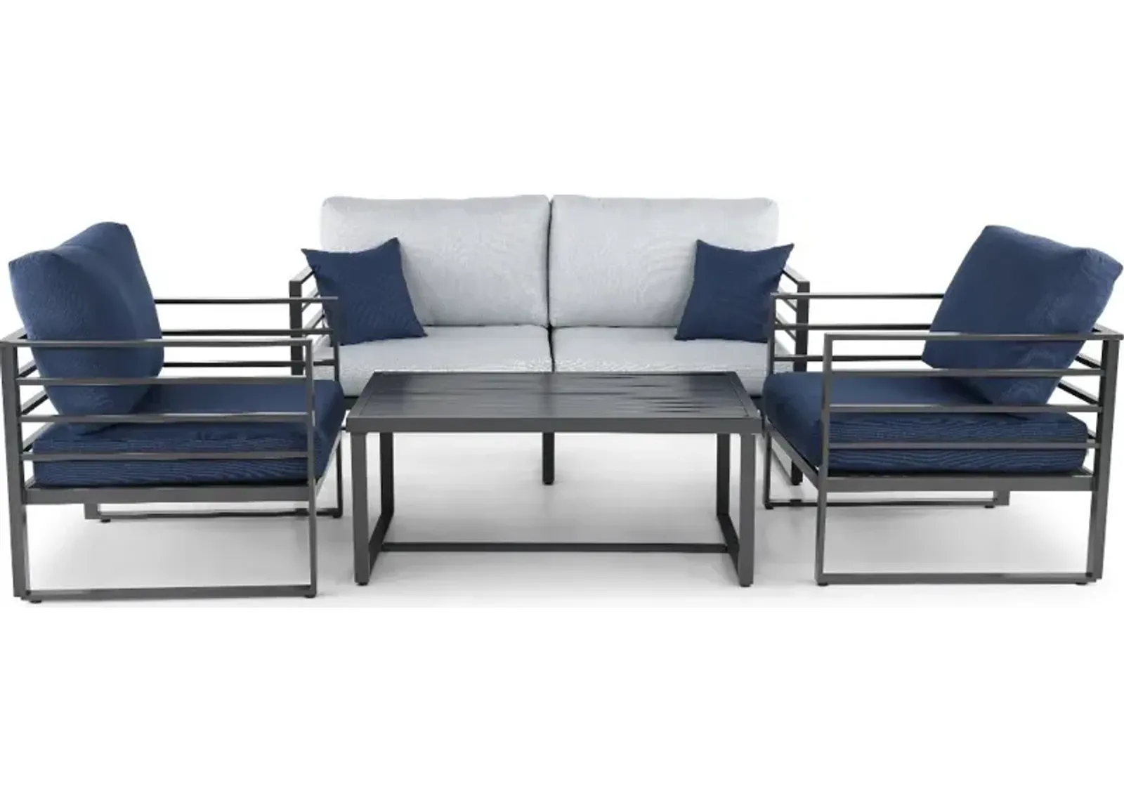 Holt Gray and Blue 4 Piece Patio Set