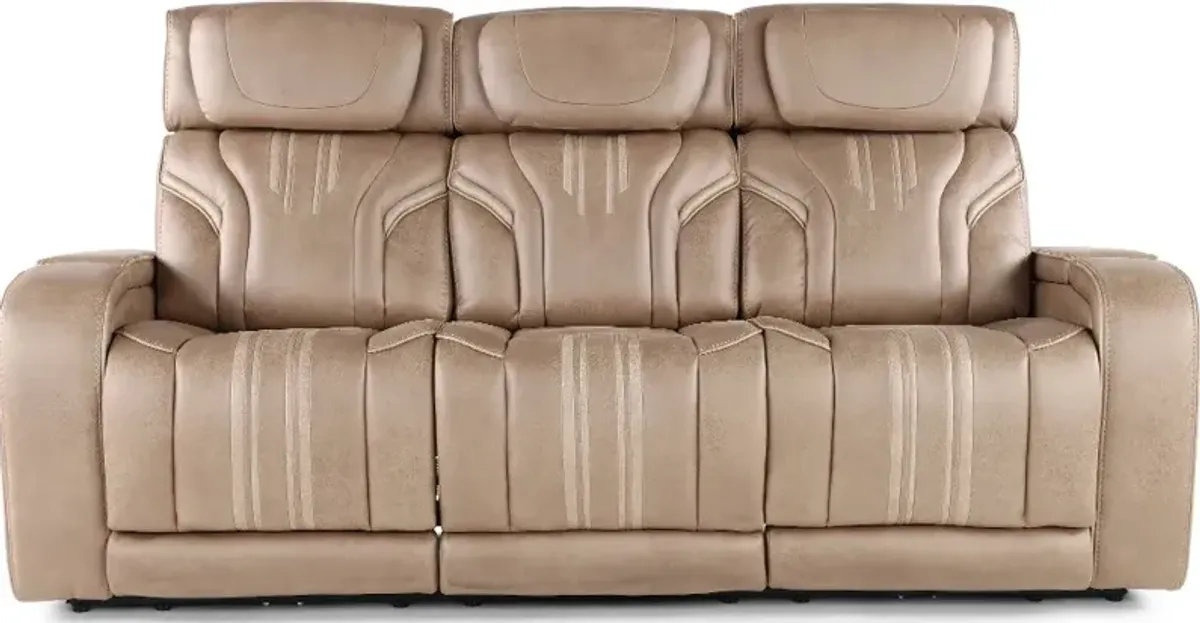 Tacama Sand Power Reclining Sofa with Audio