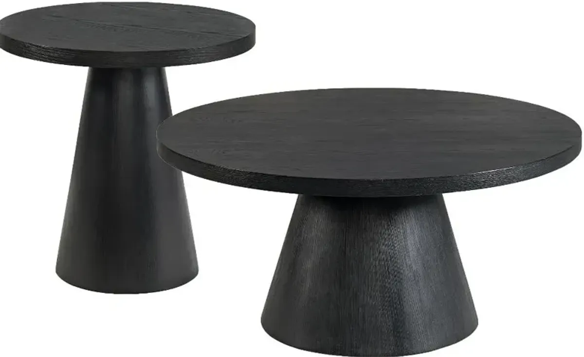 Portland Black Round End Table
