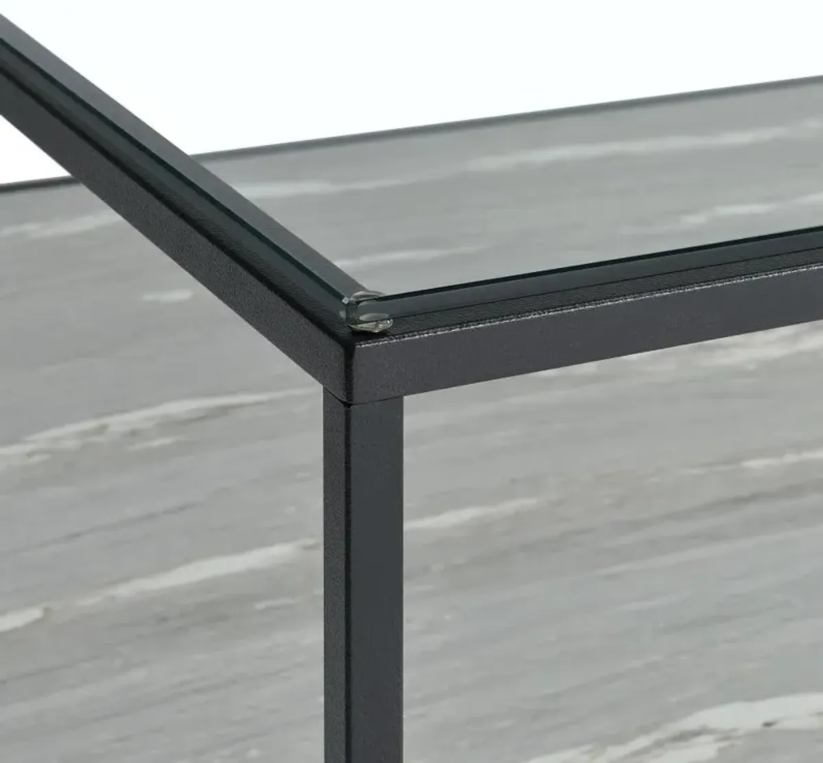 Yasmin Black and Gray Glass Square Coffee Table