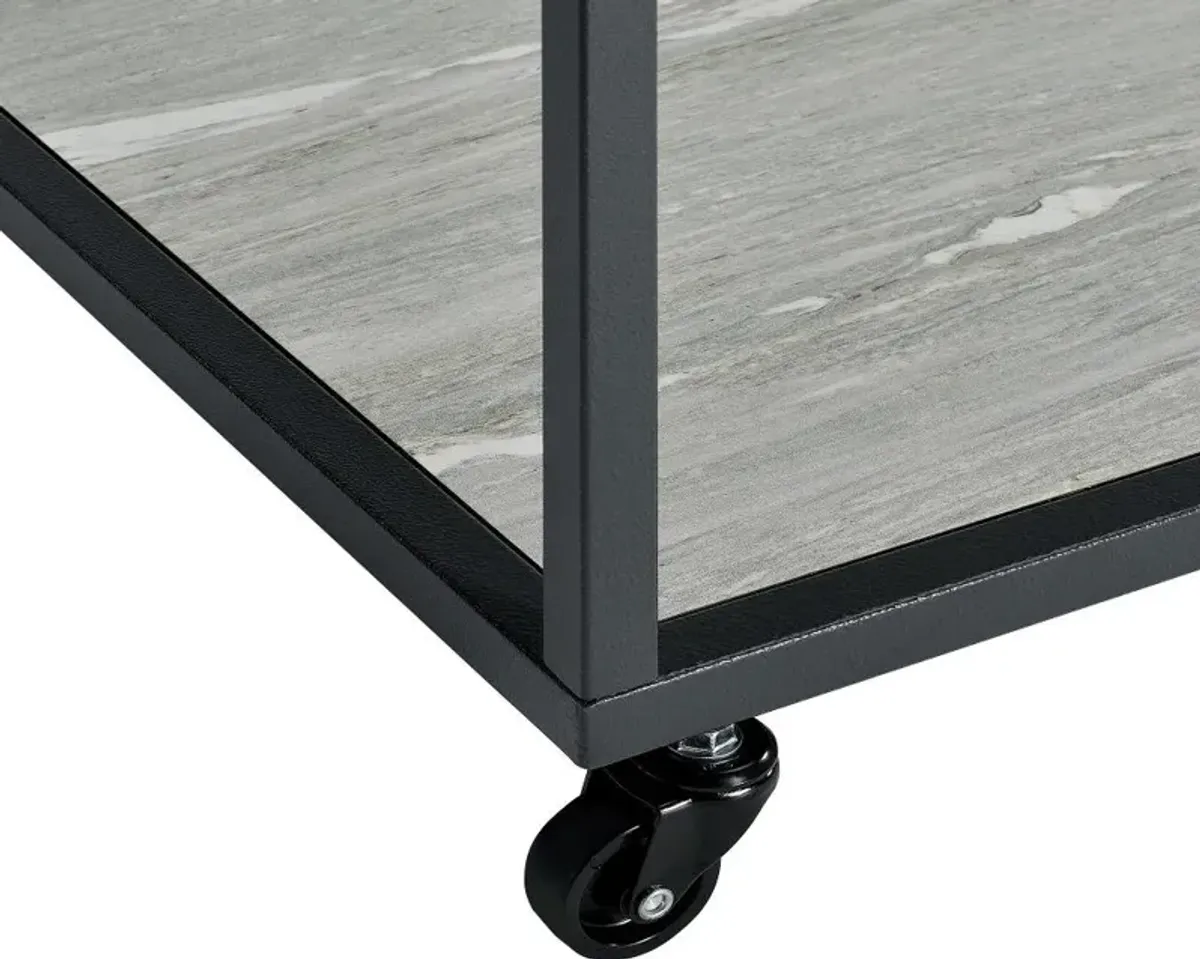 Yasmin Black and Gray Glass Square Coffee Table