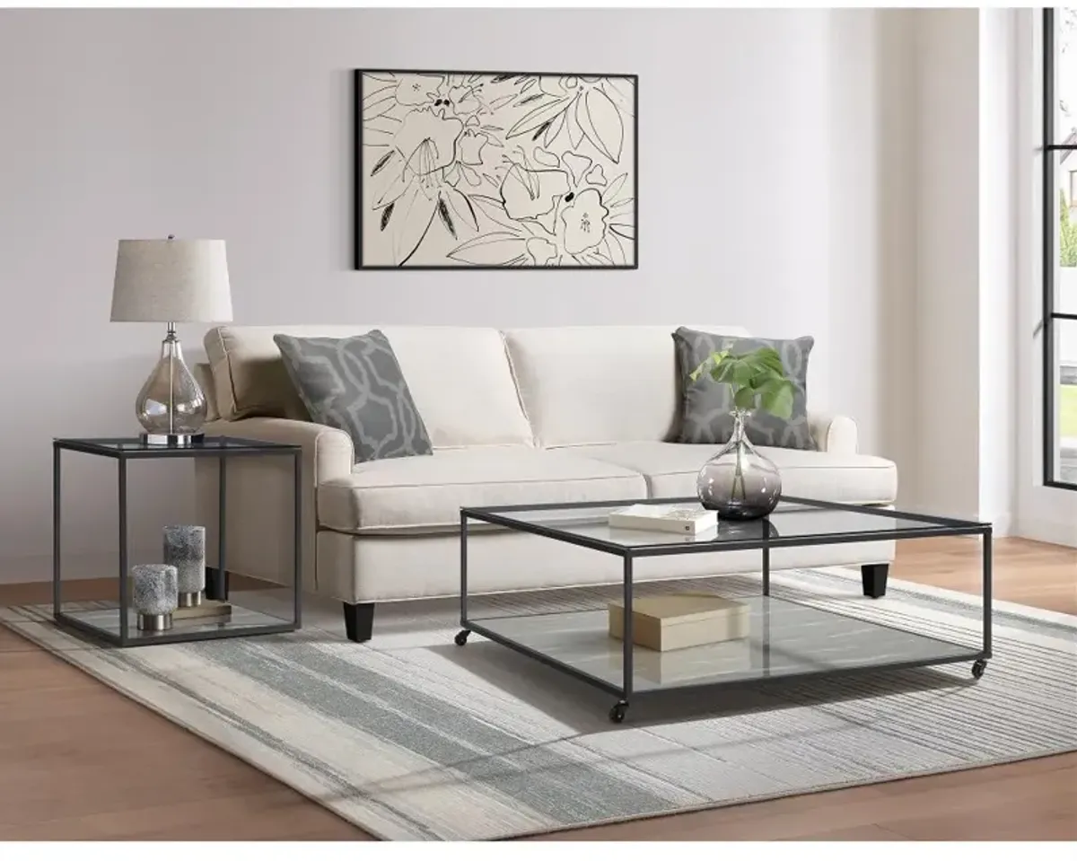 Yasmin Black and Gray Glass Square Coffee Table