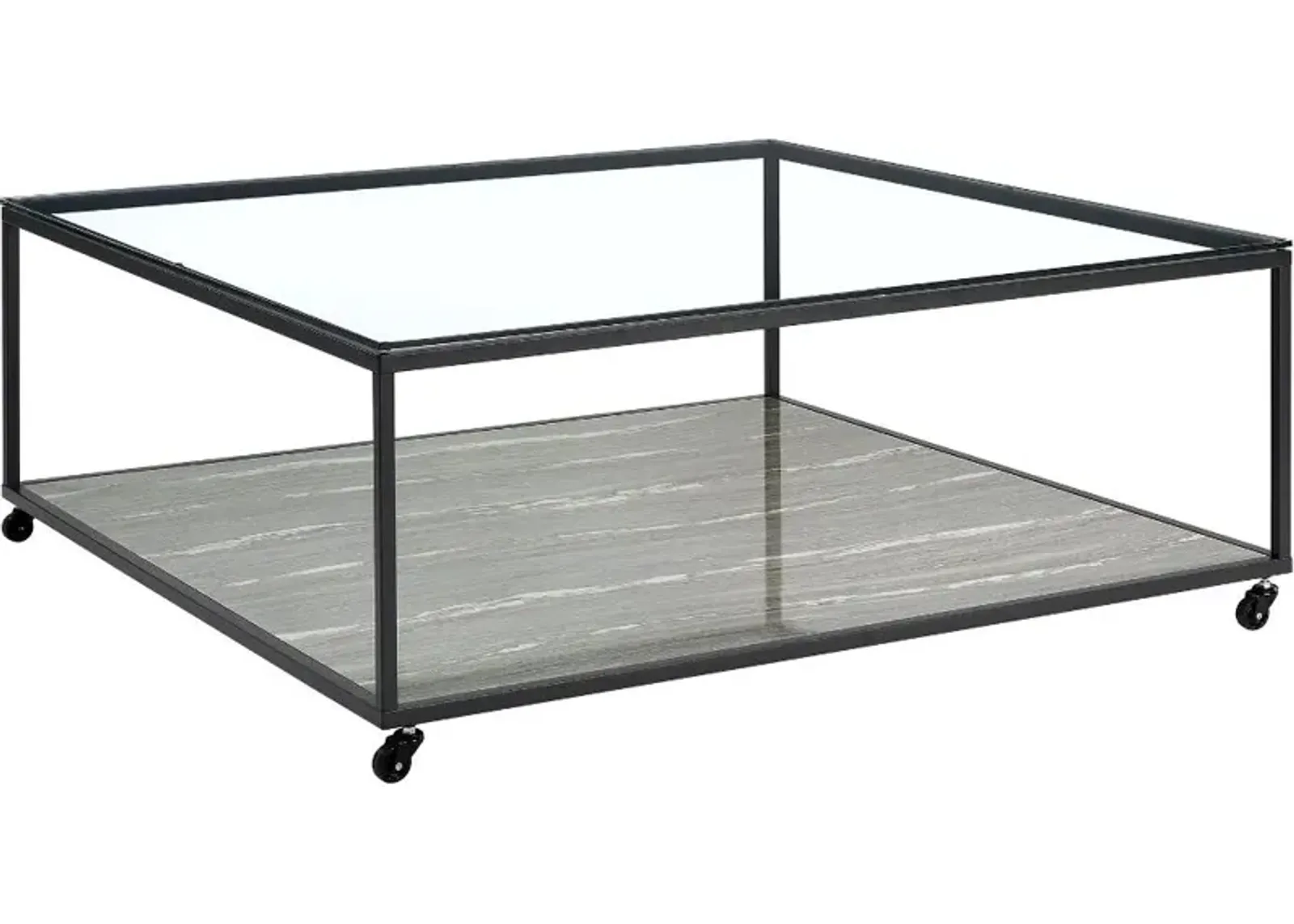 Yasmin Black and Gray Glass Square Coffee Table